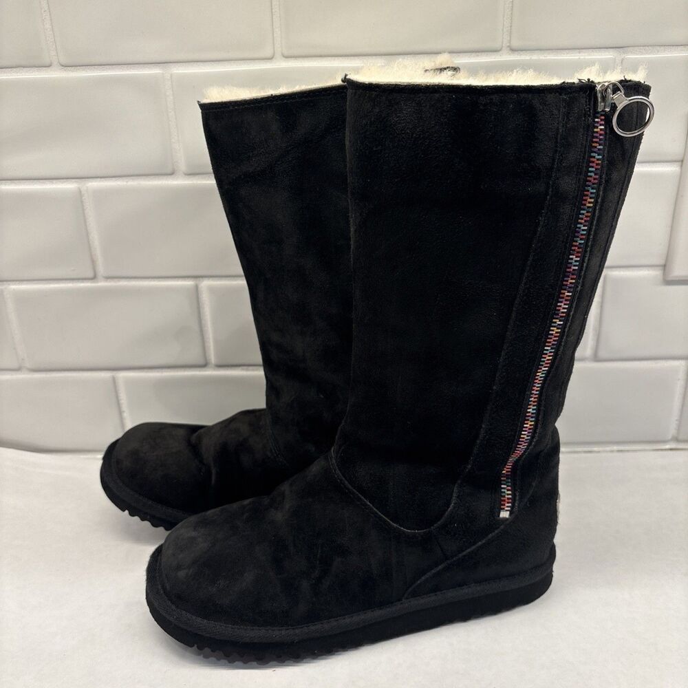 UGG 5654 Multicolor Rainbow Zipper Snow Boot Size 5 Black EUR 35 / UK 4…...L39